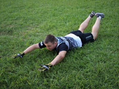 Explosive power drill reverse snow angel for rugby players