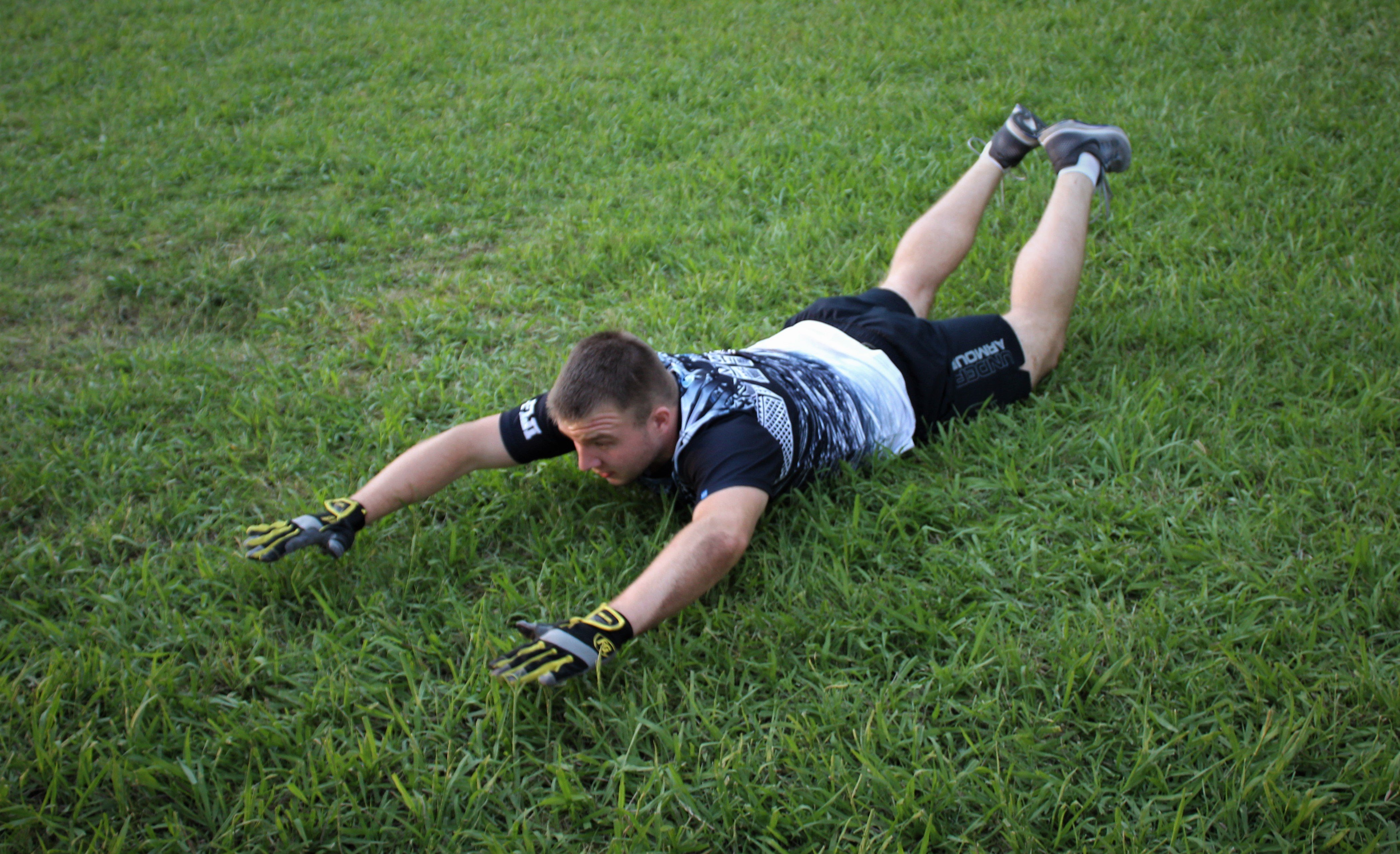 Explosive power drill reverse snow angel for rugby players